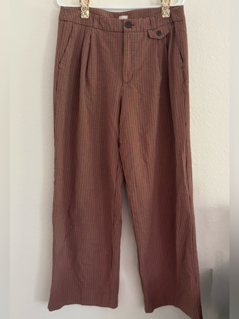 a new day Brown Micro-Check Pleated Men's Trousers